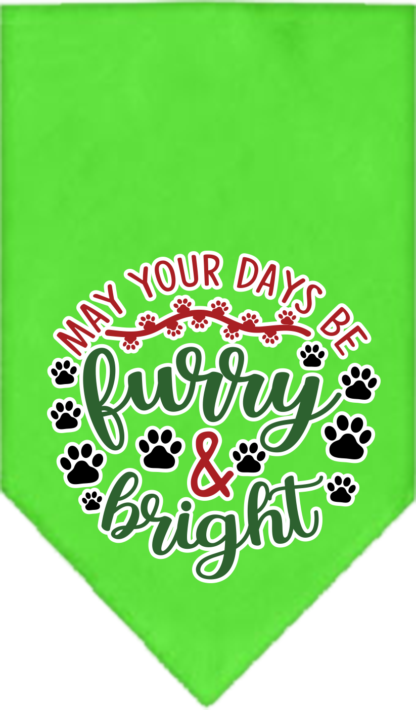 Furry and Bright Screen Print Bandana Lime Green Size Large